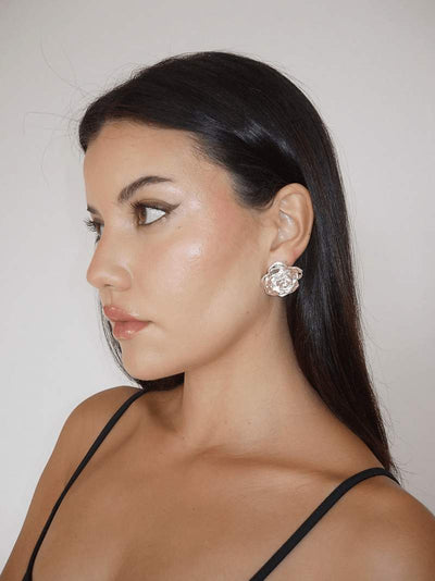 Lyra - 14K Gold & Silver Rose Earrings