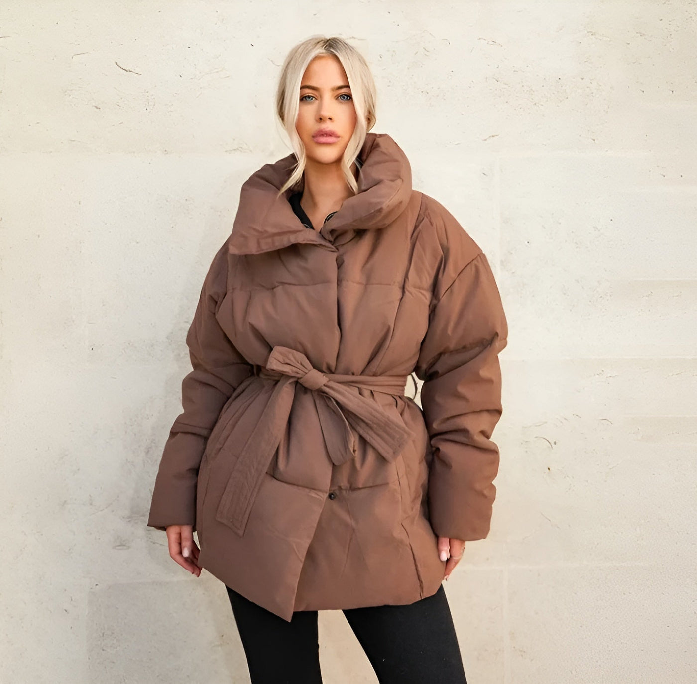 Keira | Zipper Puffer Jacket With Belt