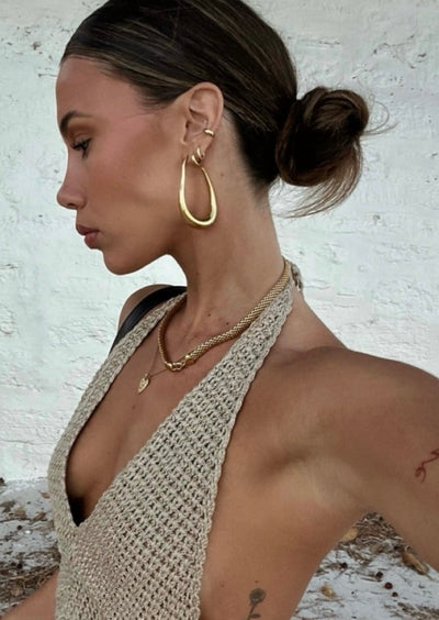 Evelyn - Drop Hoop Earrings