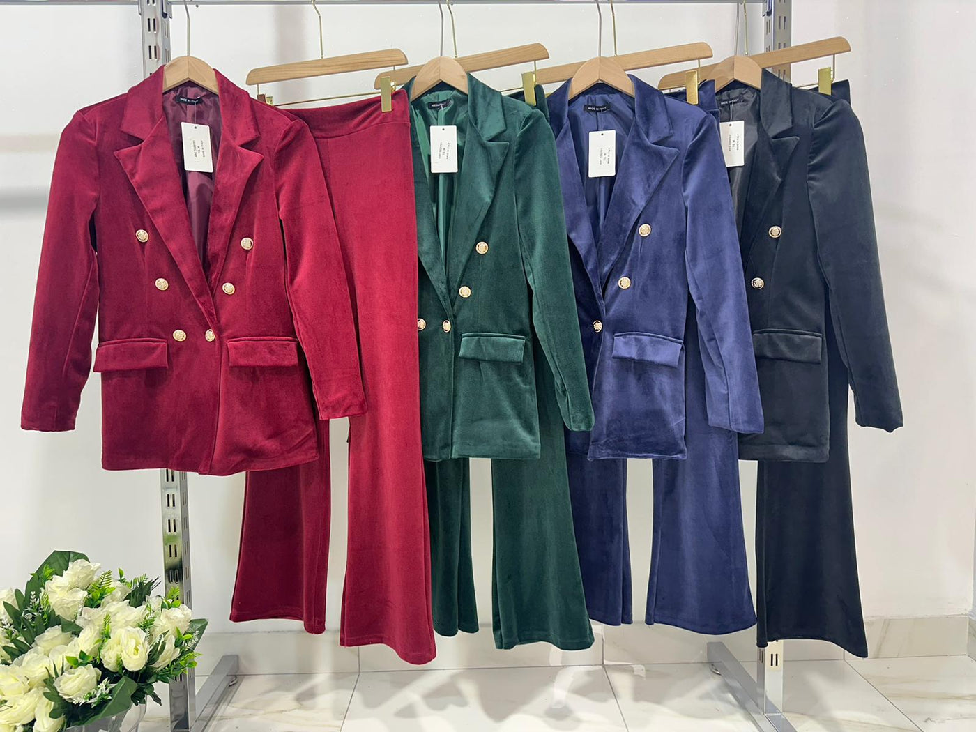 Evie | Velvet Double Breasted Blazer Set