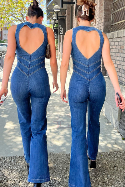 Casilda - Heart-Shaped Back Zipper Jumpsuit