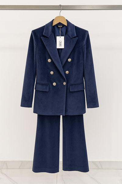 Evie | Velvet Double Breasted Blazer Set