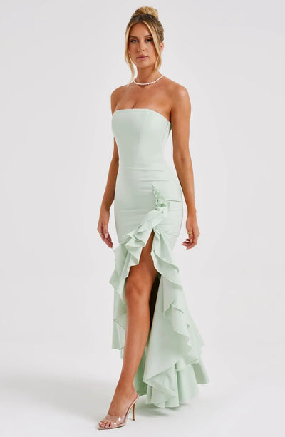 Riviera | Sleeveless Slit Ruffle Maxi Dress
