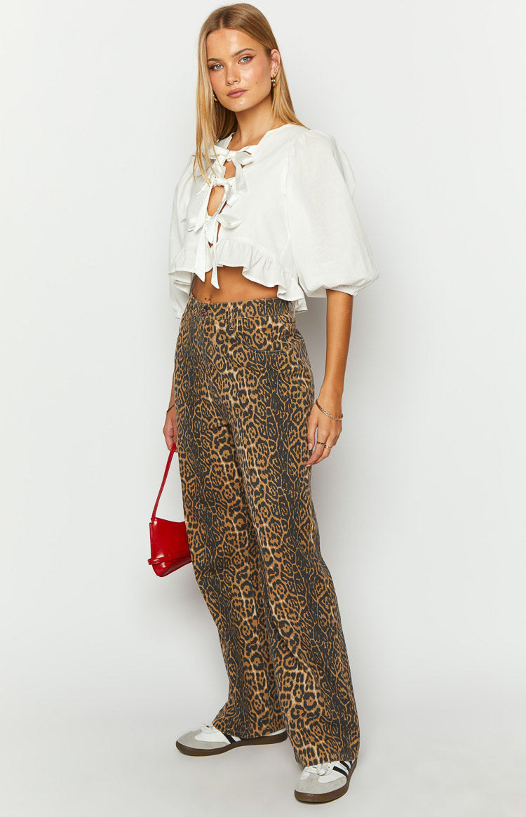 Malou - Leopard Print Straight Fit Jeans