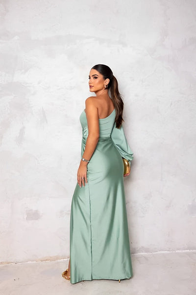 Yolina | One-Shoulder Satin Dress