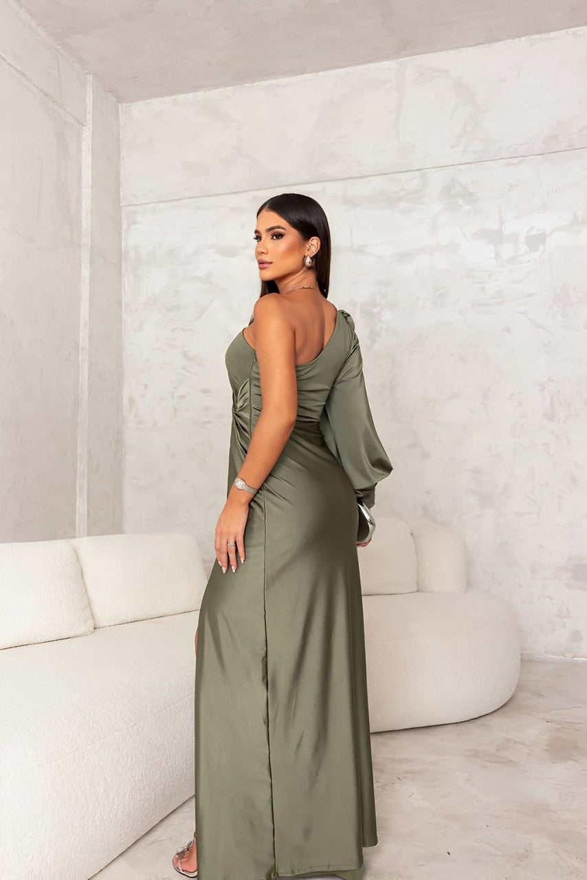 Yolina | One-Shoulder Satin Dress